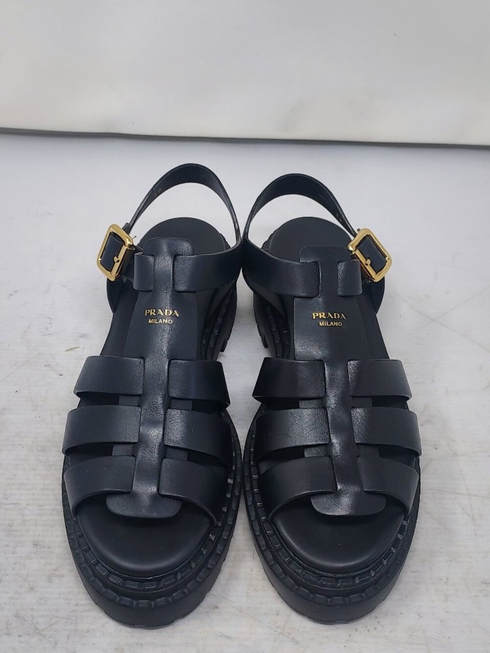 Prada Monolith WOMENS Logo Platform Fisherman Black Rubber Sandal - Picture 6 of 13